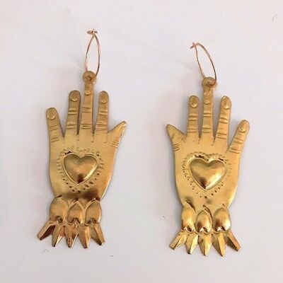 Brass earrings - mano milagrosa