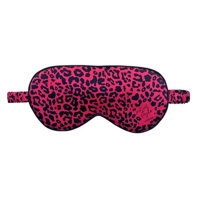 'Catnap' raspberry leopard print silk sleep mask