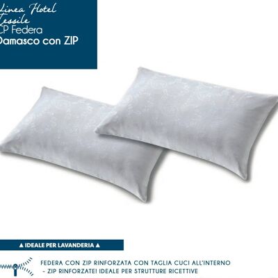 Pair of Damask pillowcases with zip