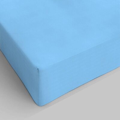 Fitted Sheet Pure Cotton Double Light Blue