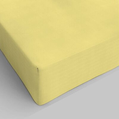 Drap double jaune avec coins en pur coton