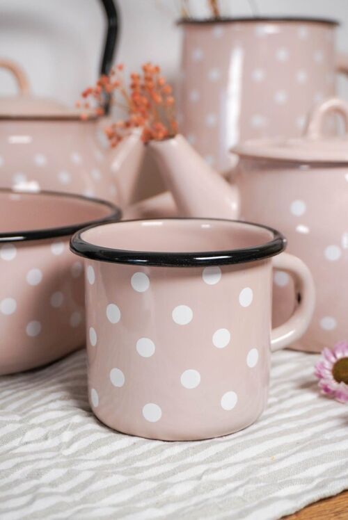 Enamel mug Polka dot pink 0,4L Isabelle Rose