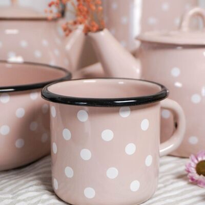 Enamel mug Polka dot pink 0,4L Isabelle Rose