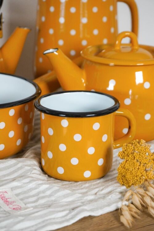 Enamel mug Polka dot mustard 0,4L Isabelle Rose