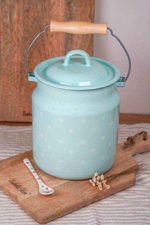 Enamel milk can Polka dot blue 3,3L Isabelle Rose