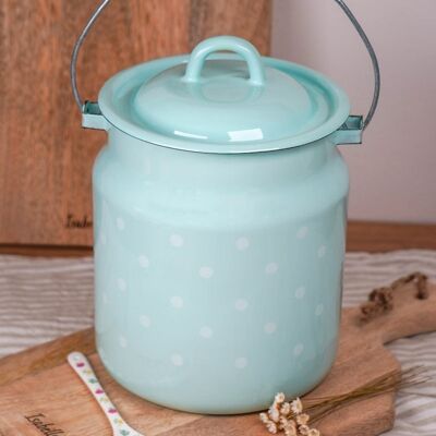 Enamel milk can Polka dot blue 3,3L Isabelle Rose