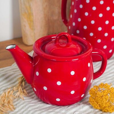 Enamel teapot Polka dot red 1L Isabelle Rose