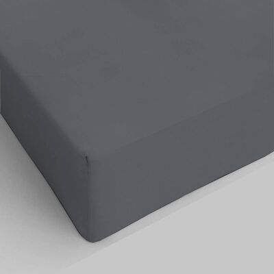 Graphite double bed sheet with corners in pure cotton