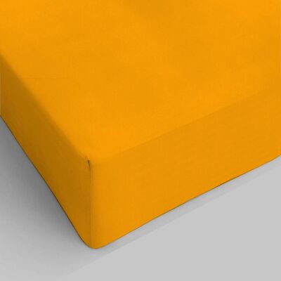 Ocher double bed sheet with pure cotton corners