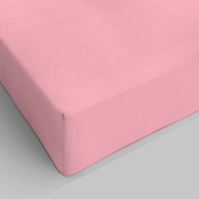 Pink double bed sheet with corners in pure cotton