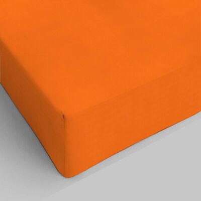 Single Orange Pure Cotton Fitted Sheet