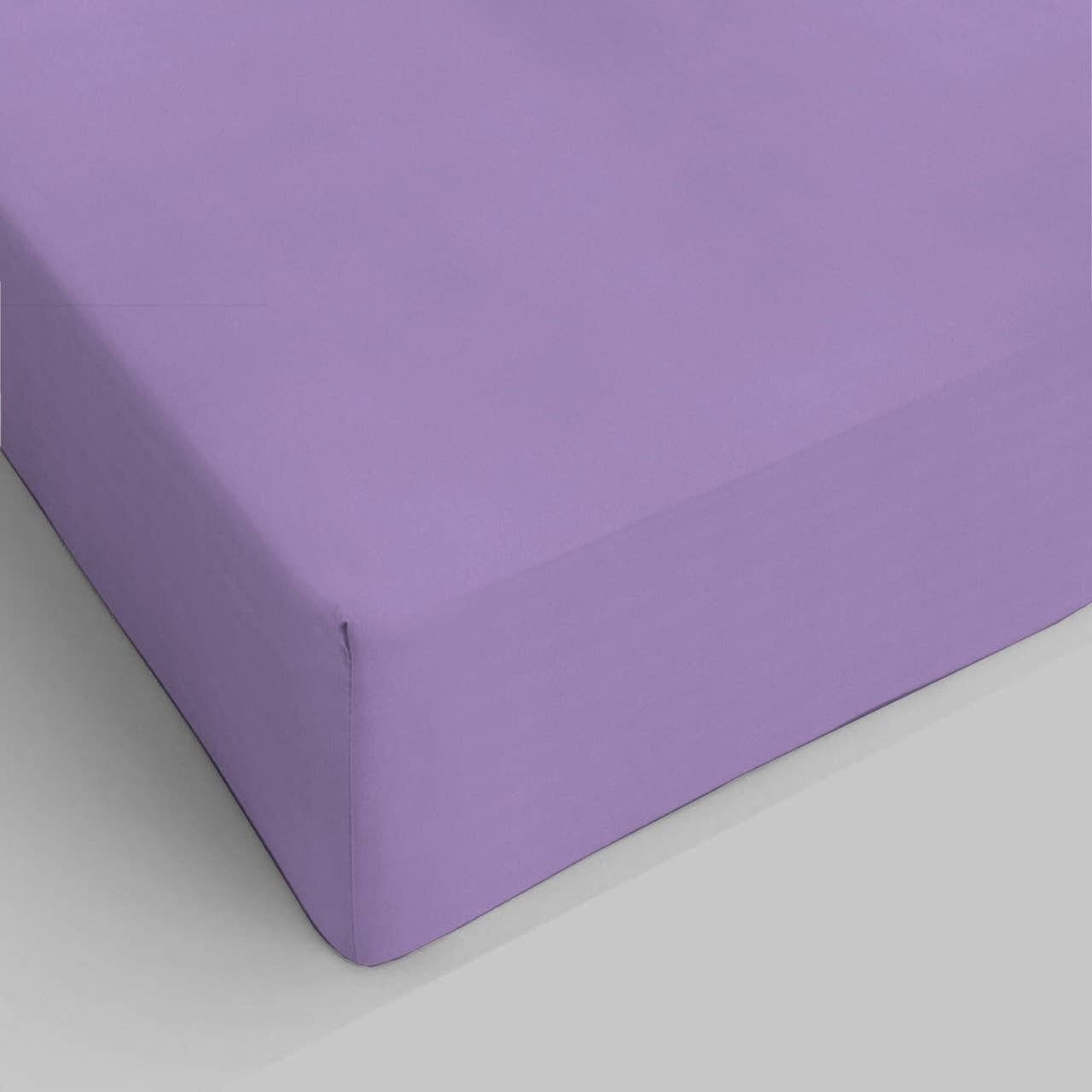 Lilac Single Pure Cotton Fitted Sheet