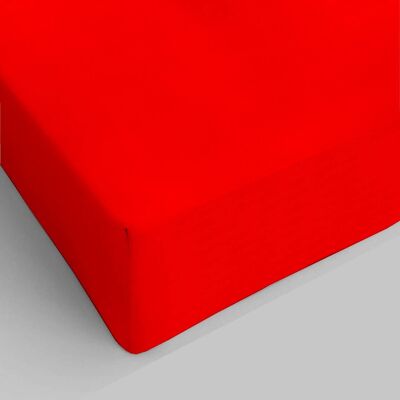 Drap housse pur coton simple rouge