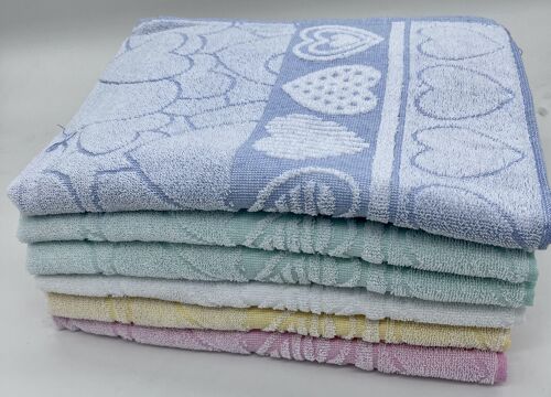 Salvietta/ Asciugamano Cuore 100% Spugna di Cotone Pacco da 6 asciugamani