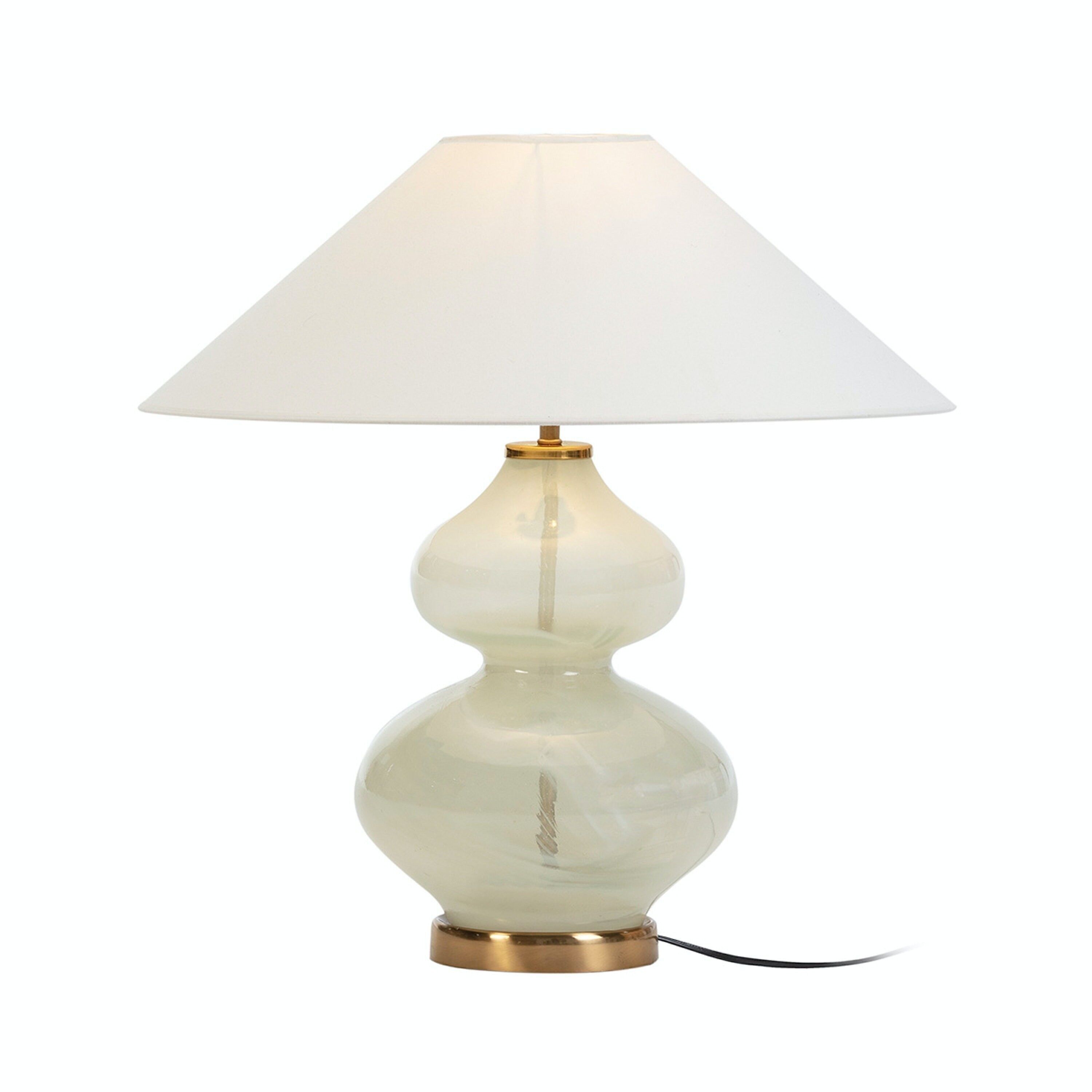 LAMPADA DA TAVOLO 24X24X40 VETRO BIANCO/ORO SENZA PARALUME TH1401600