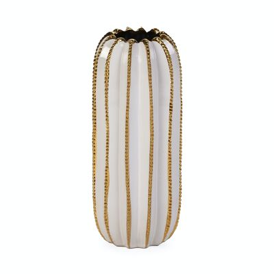 VASE 15X15X35 WHITE/GOLD CERAMIC TH1990000