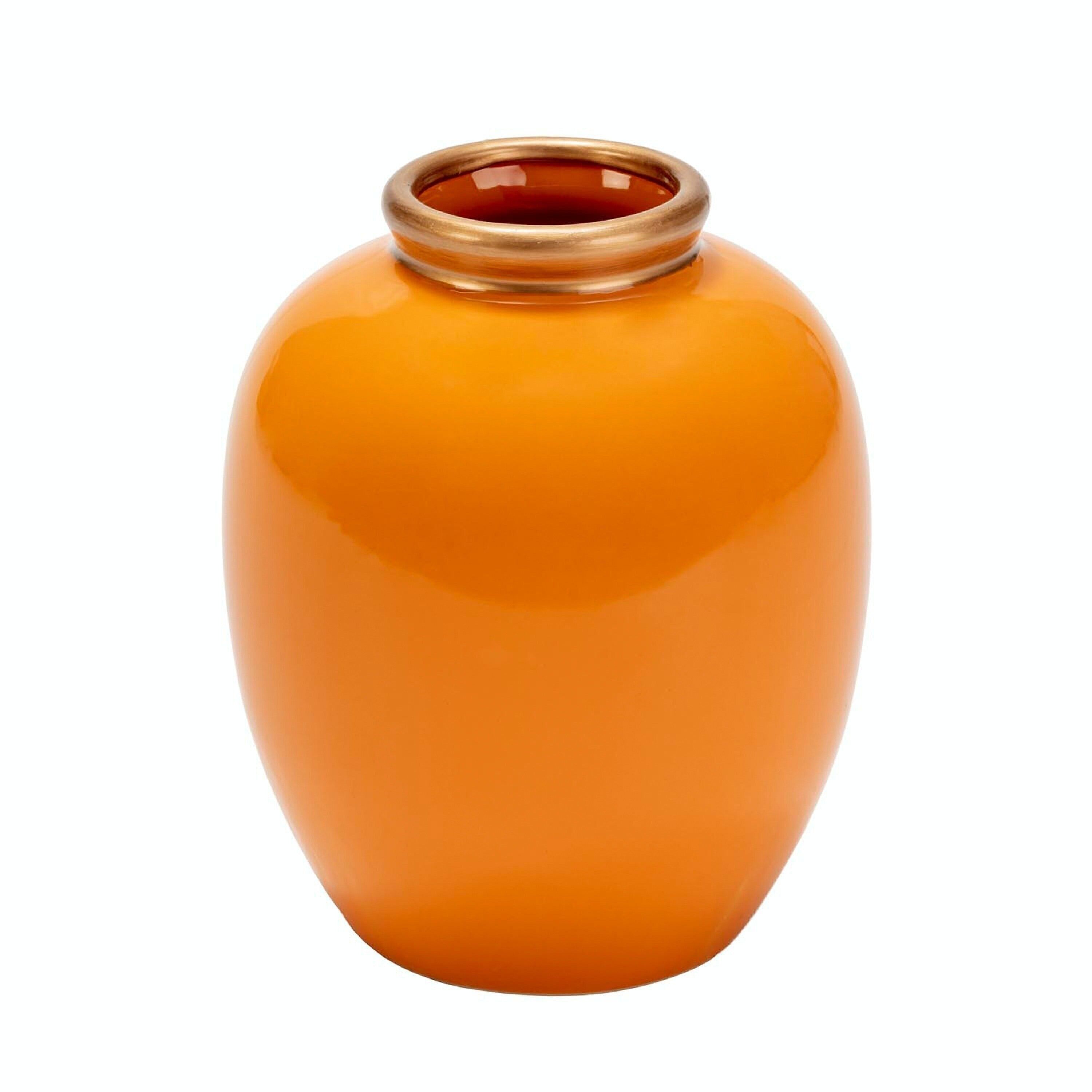 JARRON 28X28X34 CERAMICA NARANJA/DORADO TH1991300