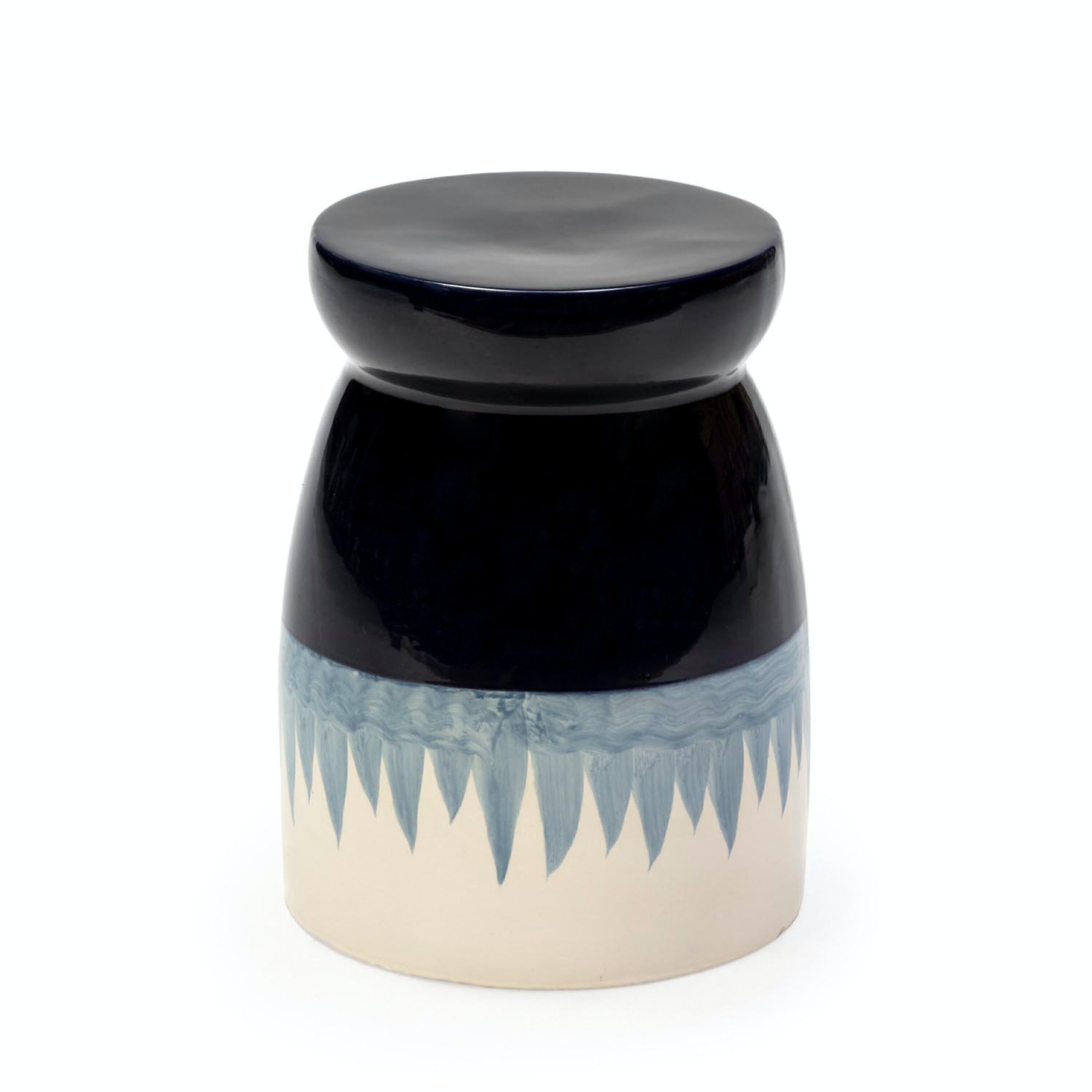 SGABELLO 34X34X45 CERAMICA BIANCO/BLU TH1991700