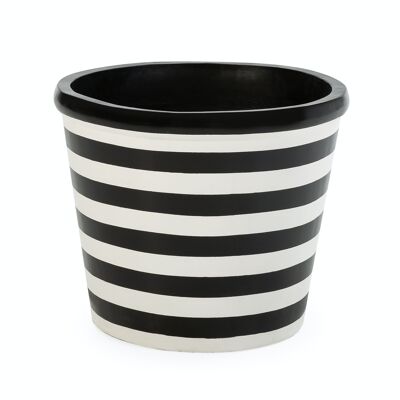 FLOWER POT 70X70X57 FIBER CEMENT -- WHITE/BLACK TH2081000