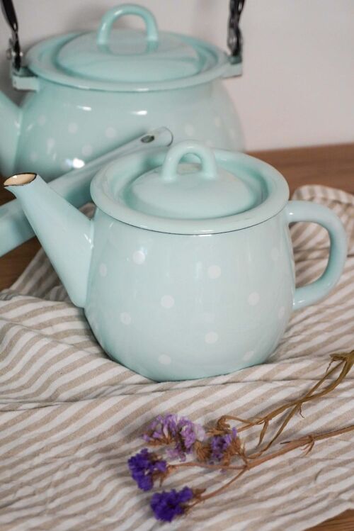 Enamel teapot Polka dot blue 1L Isabelle Rose