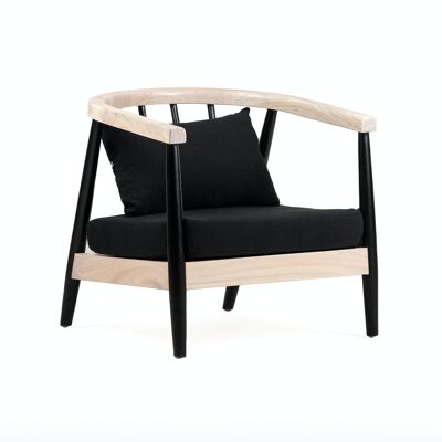 FAUTEUIL 64X70X66 BOIS NATUREL/NOIR/TISSU NOIR TH2650800