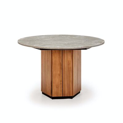 MESA COMEDOR 120X120X77 MADERA TECA/PIEDRA GRIS TH2702600