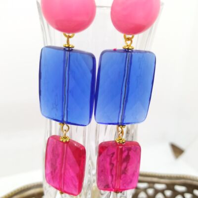 Colored pendant earrings