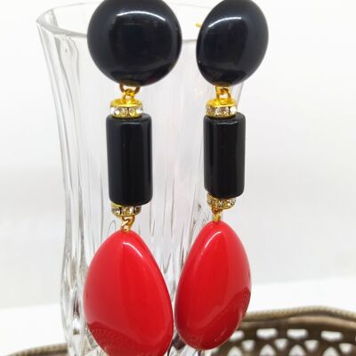 Earrings with resins and crystals