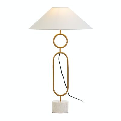 LAMPADA DA TAVOLO 12X12X70 MARMO BIANCO/METALLO ORO SENZA SCHERMO TH6186500