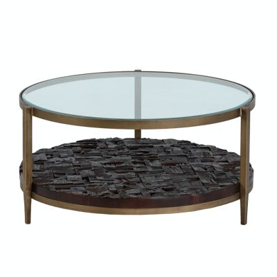 MESA DE CENTRO 83X83X41 METAL DORADO ANTIQUE/MADERA MARRON/CIRSTAL TH6662500