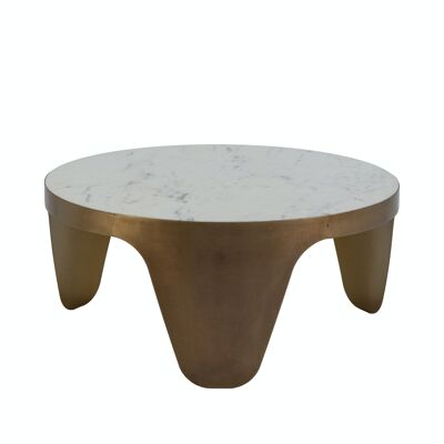 MESA DE CENTRO 79X79X35 METAL DORADO/MARMOL BLANCO TH6664800