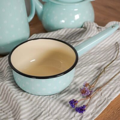 Enamel sauce pan Polka dot blue 1,5L Isabelle Rose