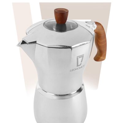 Caffettiera Moka in Alluminio 300ml Capacità 6 Tazze Leonomics