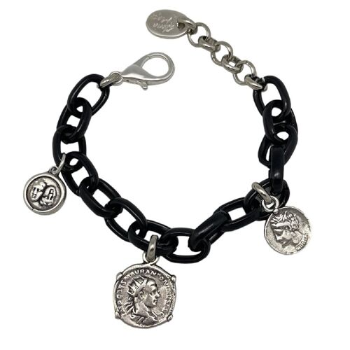 Pulsera monedas en negro