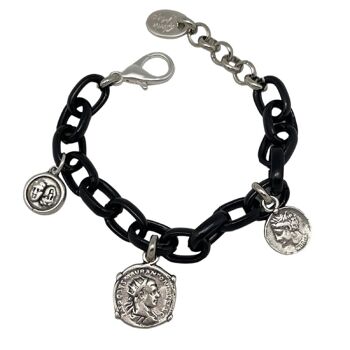 Bracelet pièce de monnaie noir 1