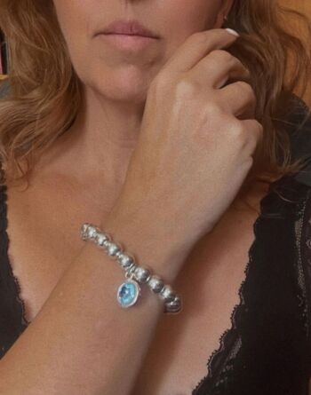 Bracelet élastique cristal Sw bleu 2