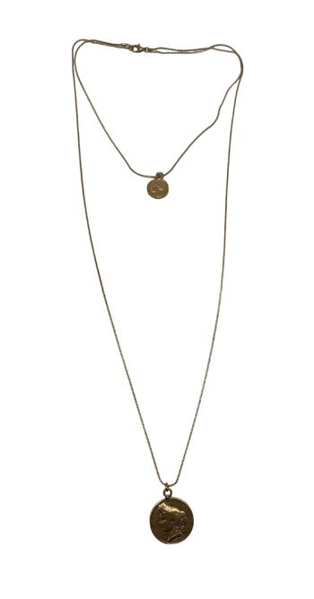 Long collier double avec pièces 1