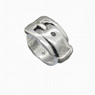 Anello fibbia placcato argento T16