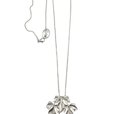 Silber-türkisfarbene lange Halskette mit Blättern und Pfeilen
