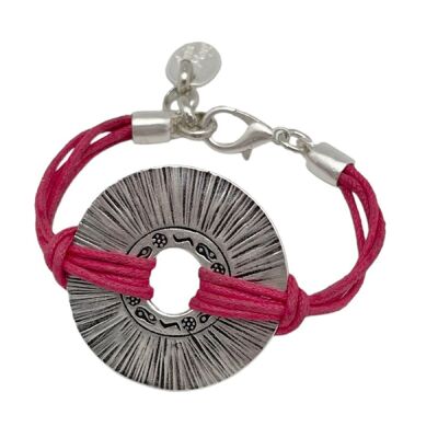 Pulsera Etnia plata-fuschia