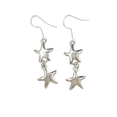 Orecchino doppia stella in argento
