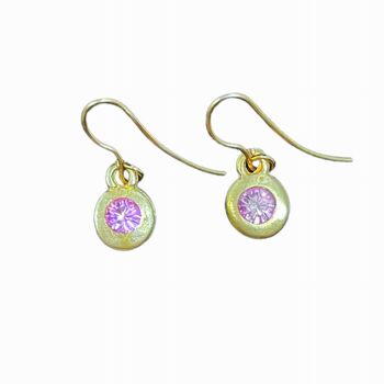 Boucle d'oreille mini cristal rose en or 1