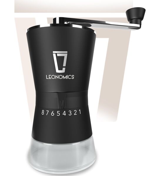 Manual Coffee Grinder Black with 8 Adjustable Grinding Modes Leonomics