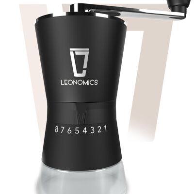 Manual Coffee Grinder Black with 8 Adjustable Grinding Modes Leonomics
