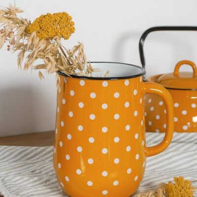 Enamel jug Polka dot mustard 2,5L Isabelle Rose