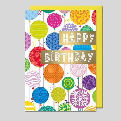 Tarjeta de cumpleaños globos de colores