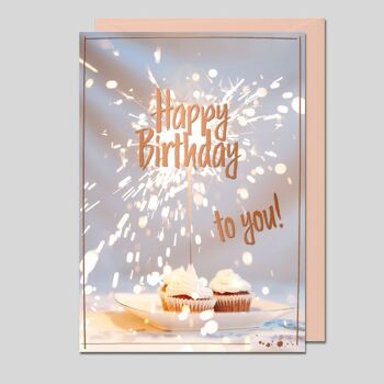 Carte d'anniversaire CupCake et Sparkler 1