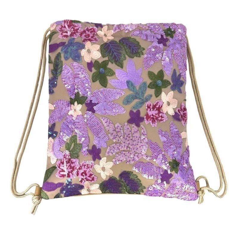Zaino in corda sintetica con paillettes. Moda estiva