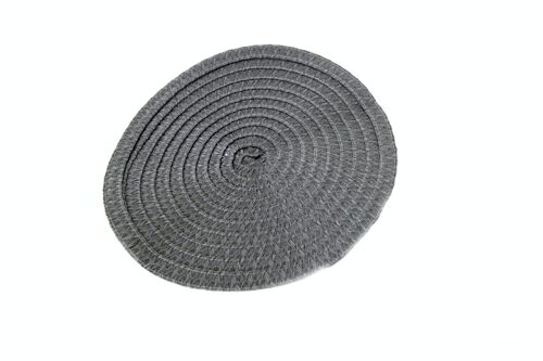 Set of Four Round Grey Woven Placemats