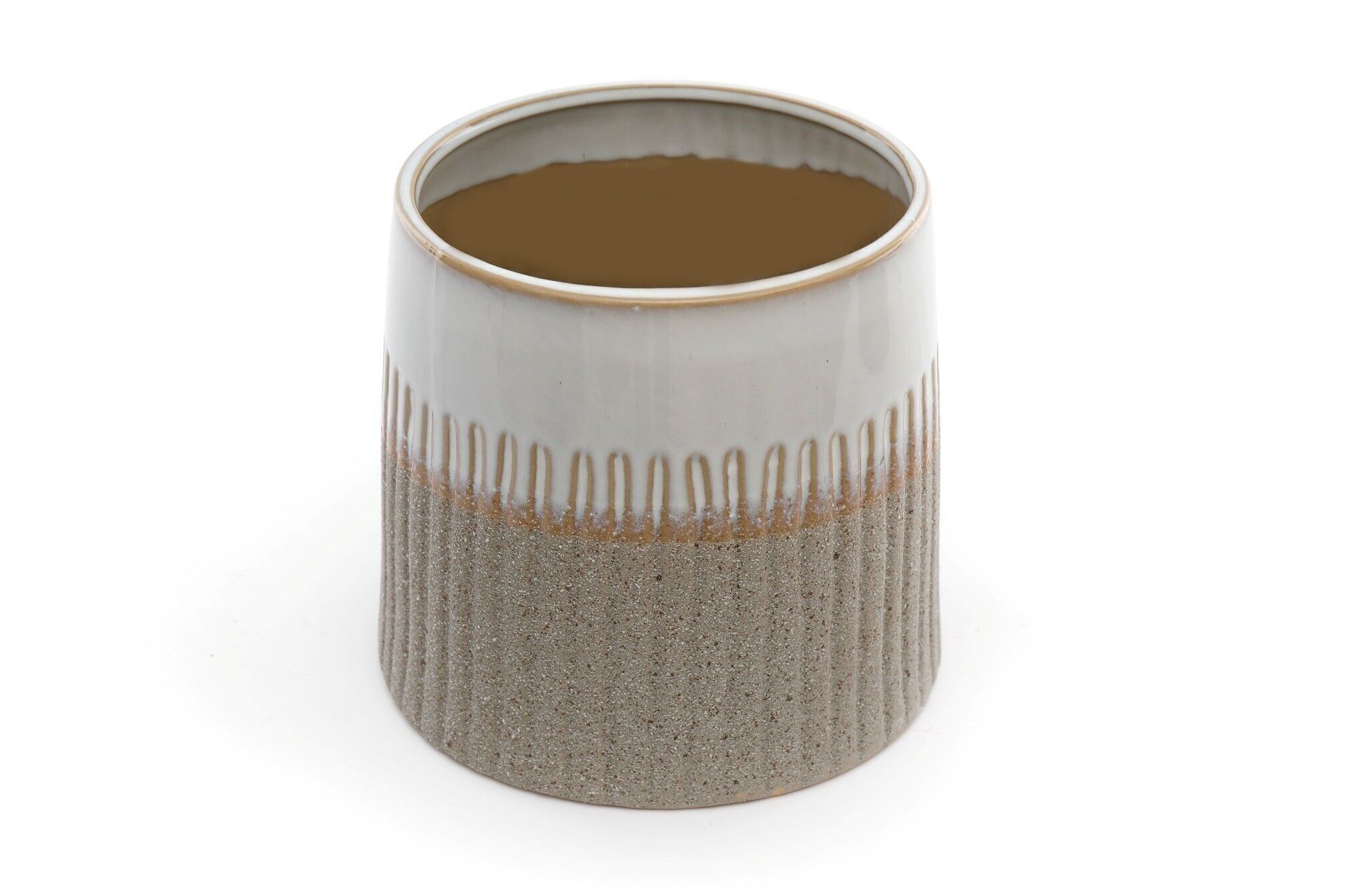 Fioriera testurizzata bicolore grigia